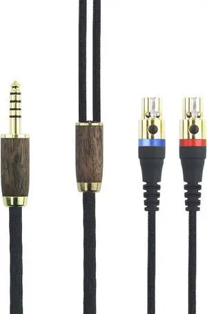 NewFantasia 4.4mm Balanced Cable Compatible with Audeze LCD-2, LCD-4, LCD-3, LCD-X, LCD-XC Headphone Upgrade Replacement Audio Cable 6N OCC Copper Silver Plated Cord Walnut Wood Shell 6.6ft