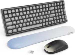 Wireless Transparent Keyboard and Mouse Combo with Soft Wrist Rest, Nowlike Ergonomic Full-Size with Clear Keycaps, Compatible with Windows and PC, Perfect for Home and Office.(Black)