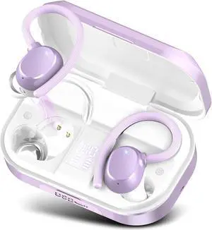 Wireless Earbuds Bluetooth Headphones 120hrs Playtime HiFi Stereo Wireless Headphones with Mic Deep Bass Wireless Earphones with Dual LED Display USB-C IP7 Waterproof Earbuds for Running Sports Purple