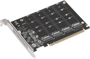 M.2 NVMe SSD to PCIE X16 Adapter, M Key M.2 PCIe x16 Controller Expansion Card, High Speed Raid Card, 4 Port SSD Array Card with Individual LED Indicator
