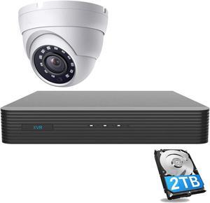 Real HD 2MP Dome TVI AHD CCTV Surveillance Security Camera, 2.8mm 100deg Wide Viewing Angle, 1080P Dome Camera, 65ft Night Vision, Outdoor, Bundle with 5MP 16 Channel Lite DVR