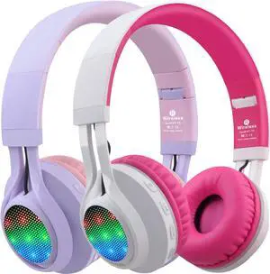 Riwbox 2 Packs WT-7S Kids Headphones Wireless, Foldable Stereo Bluetooth Headset with Mic Compatible with PC/Laptop/Tablet/iPad