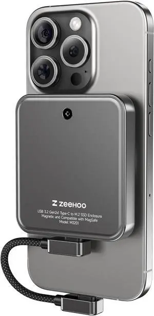 ZeeHoo Magnetic 2230 NVMe M.2 SSD Enclosure, 10Gbps USB C 3.2 to NVMe M.2 Adapter, Aluminum External SSD Case, Support M-Key B+M Key UASP