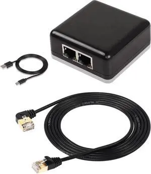 SinLoon RJ45 Network Splitter Adapter Gigabit & 90 Degree Left Angle Cat8 Ethernet Cable,High Speed 40Gbps 2000Mhz Network Cord