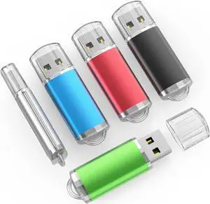 TOPESEL USB Flash Drive 5 Pack 64GB USB 2.0 Flash Drive Memory Stick USB Drive Jump Drive USB Storage Flash Drives Pen Drive Thumb Drives (5 Mixed Colors: Black Blue Green Red Silver)