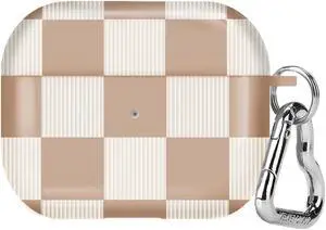 Velvet Caviar Compatible with AirPods 3rd Generation Case with Keychain - Cute Protective Hard Cover - AirPod 3 Case - Nude Vibe Checkered