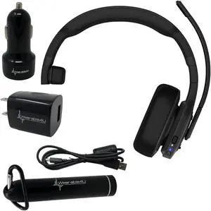 Wearable4U Garmin dezl Headset 100, Single-Ear Premium Trucking Headset, Active Noise Cancellation, Superior Battery Life and Memory Foam Ear Pads PowerPack Bundle