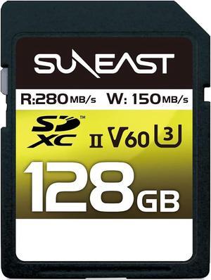 SUNEAST SDXC Card 128GB UHS-II V60 Up to 280MB/s U3 4K UHD ULTIMATE PRO Professional Memory Card SE-SDU2128GB280