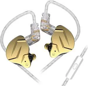 KZ ZSN Pro X Gaming Earbuds, KZ in Ear Monitor Headphones, HiFi Wired IEM with Hybrid Dual Driver 1ba 1dd High Fidelity Musicians in-Ear Earphones with Detachable Tangle-Free Cable (with mic, Gold)