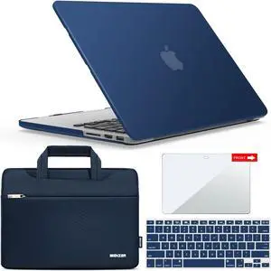 IBENZER Compatible with MacBook Pro 13 Inch Case 2015 2014 2013 end 2012 A1502 A1425, Hard Shell Case with Bag & Keyboard Cover & Screen Film for Old Version Mac Pro Retina 13, Navy Blue, R13-NVBL+3SP