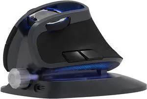 eirix Rechargeable Wireless Vertical Mouse, BT 3.0 4.0+2.4GHz Adjustable Angle Ergonomic Mouse (2021 Upgraded), DPI 600/1200/1600/4000 with LED Light Wireless Mice for PC/MAC, 6 Programmable Buttons