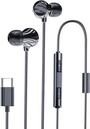 Mosonnytee Earbuds Wired in-Ear Monitor Gaming Earbuds with Noise Cancelling Headphones with Microphone and Waterproof Sweat Resistant for Women Men Compatible with Android ISO (Typec Black)