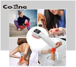 Cozing Portable Near Infrared Light Laser Therapy Device in Pain Relief Red Light Therapy for Humans and Dogs for Back, Knees, Muscles, Wrists, Ankles, Shoulders with 3x808nm+14x650nm