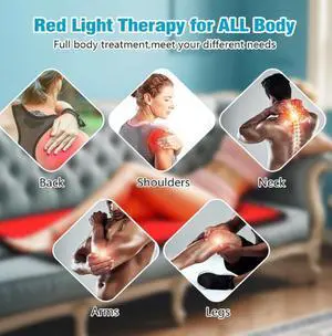COZING Red Light Therapy for Body, 31.5" x 11.8" Large Infrared Red Light Therapy Belt Pad for Back Belly Shoulder Muscle Pain Relief, Portable 650nm 850nm Home Heating Light Therapy
