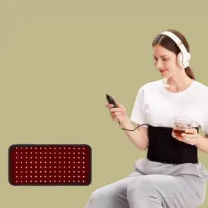 COZING Lower Back Massager Padwith Four Modes Heating & Massage & Red Light, Ergonomic Support Massage Padwith Timer, Portable Cordless Heating Pad for Back Relieve Pain