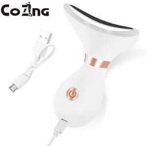 3 Colors LED Lights Face Neck Beauty Device EMS Vibration Massage Improve Neck Lines Skincare 3 Colors LED Lights Face Neck Beauty Device EMS Vibration Massage Improve Neck Lines Skincare