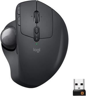 Logitech MX Ergo Wireless Trackball Mouse ? Adjustable Ergonomic Design, Control and Move Text/Images/Files Between 2 Windows and Apple Mac Computers (Bluetooth or USB), Rechargeable, Graphite, black
