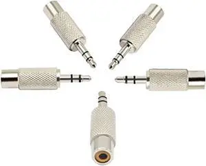 Rca To 3.5Mm Audio Adapter Metal 3.5Mm (1/8 Inch) Stereo Plug Male To Rca Female Jack Adaptor Connector(Silver)(5 Packs, 3-Pole) Rca To 3.5Mm Audio Adapter Metal 3.5Mm (1/8 Inch) Stereo Plug Male To Rca Female Jack Adaptor Connector(Silver)(5 Packs, 3-Pole)