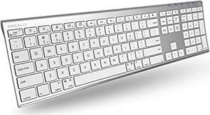 Wireless Bluetooth Keyboard With Numeric KeypadMulti Device Keyboard For Mac Pro/Mini, Apple Imac, Macbook, Laptop, Computer Windows Pc. Android, Smartphones, Tablets (Aluminum Silver)