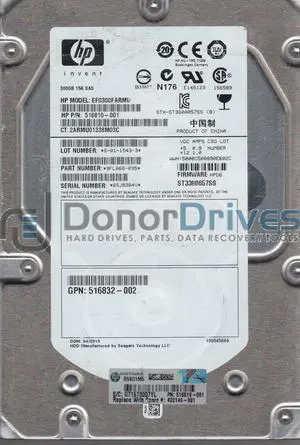 St3300657ss, 6Sj, Pn 9Fl066-035, Fw Hpd6, Hp 300Gb Sas 3.5 Hard Drive