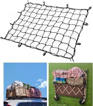 Car Roof Rack Cargo Latex Net Bungee Mesh 48''x36'' SUV Pickup Truck 12 Hook