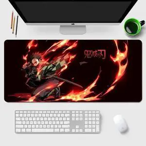 Anime Mouse Pad Large 60x30cm Anime Mouse Pad Demon Slayer Kimetsu no Yaiba Gaming MousePad Gamer Locking Edge Otaku Laptop Desk Computer Mat