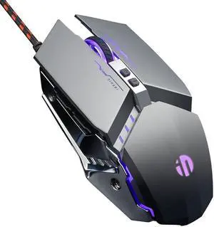 Inphic PW2 4000 DPI 6 Keys Home Office Luminous Macro Programming USB Computer Mechanical Game Wired Mouse PW2 (Metallic Gray) (Metallic Gray)