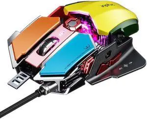 Inphic PG6 9 Keys Macro Definition Gaming USB Luminous Wired Mouse, Cable Length: 1.8 M (Colorful)