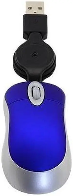 Mini Computer Mouse Retractable USB Cable Optical Ergonomic1600 DPI Portable Small Mice for Laptop (Blue) Black