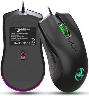 HXSJ A883 7 Keys 6400DPI RGB Light Mechanical Gaming Wired Mouse