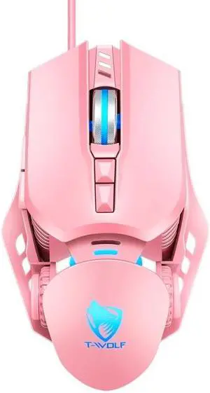 T-WOLF G530 USB Interface 7-Buttons 6400 DPI Wired Mouse Mechanical Gaming Macro Definition 4-Color Breathing Light Gaming Mouse, Cable Length: 1.5m ( Pink)