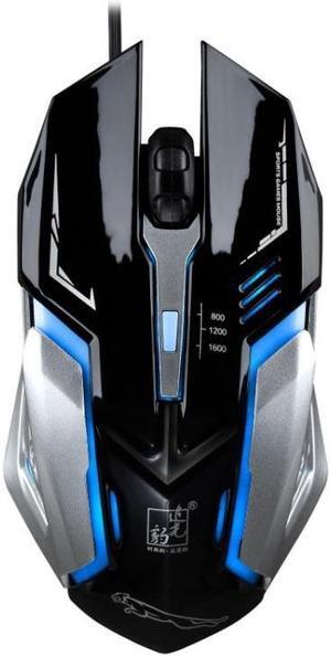Chasing Leopard K1 USB 1600DPI Three-speed Adjustable LED Backlight Mute Wired Optical Gaming Mouse, Length: 1.3m (Jet Black)