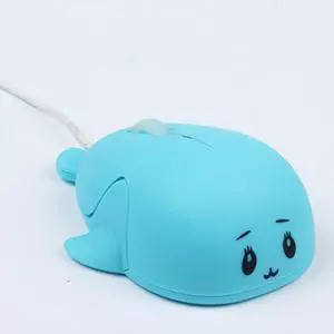 Cute Cartoon Wired Mouse Girl Office Home Laptop  Mouse (Blue) Black