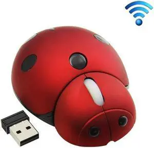 CM0184 3000 DPI 3-keys Mini Ladybug 2.4G Wireless Mouse Personalized Wireless Mouse (Red)