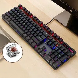 Rapoo V500 PRO Mixed Light 104 Keys Desktop Laptop Computer Game Esports Office Home Typing Wired Mechanical Keyboard (Tea Shaft)