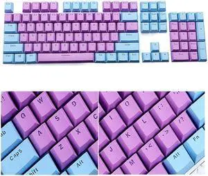 104-Keys Two-Color Mold Transparent PBT Keycap Mechanical Keyboard (Purple Blue) Black