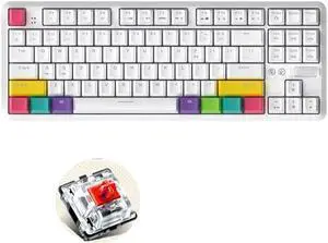 Ajazz K870T 87-keys Wired Bluetooth + Type-C Rechargeable Mechanical Keyboard  Mini RGB Backlit Keyboard, Cable Length: 1.6m (Red Shaft)