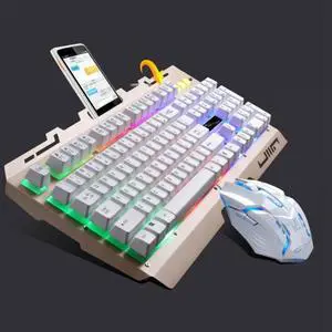 Chasing Leopard G700 USB RGB Backlight Wired Optical Gaming Mouse and Keyboard Set, Keyboard Cable Length: 1.35m, Mouse Cable Length: 1.3m (White)