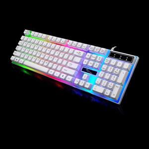 ZGB G21 104 Keys USB Wired Mechanical Feel Colorful Backlight Office Computer Keyboard Gaming Keyboard (White)