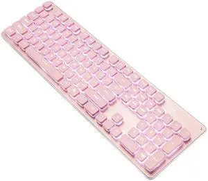 LANGTU L1 104 Keys USB Home Office Film Luminous Wired Keyboard, Cable Length:1.6m L1 White Light Pink (White Light Pink)