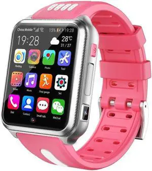 W5 1.54 inch Full-fit Screen Dual Cameras Smart Phone Watch, Support SIM Card / GPS Tracking / Real-time Trajectory / Temperature Monitoring, 3GB+32GB (Silver Pink)