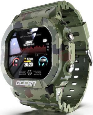 Lokmat OCEAN 1.14 inch TFT Touch Screen IP68 Waterproof Smart Watch, Support Information Reminder / Sleep Monitor / Sport Record (Camouflage Green)