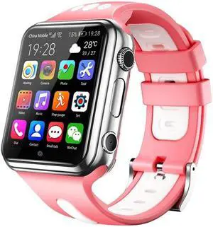 W5 1.54 inch Full-fit Screen Dual Cameras Smart Phone Watch, Support SIM Card / GPS Tracking / Real-time Trajectory / Temperature Monitoring, 1GB+16GB (Silver Pink)