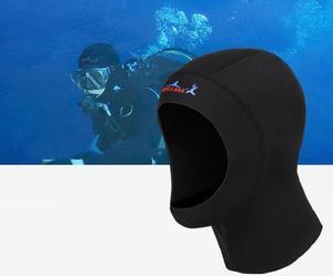 DIVE & SAIL DH-002 1mm Men and Women Swimming Caps Sunscreen Diving Cap Surfing Diving Headgear 1MM Size: L (Black)