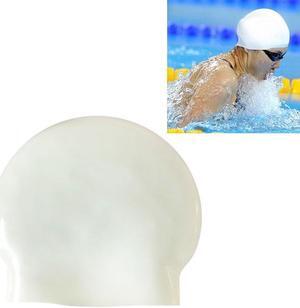 Glossy Seamless Pure Silicone High Elasticity Professional Swimming Cap Glossy Seamless (White) (White)