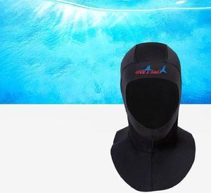 DIVE & SAIL DH-006 3mm Shoulder Warm Diving Cap Surfing Snorkeling Sunscreen Waterproof Diving Headgear L (Black)