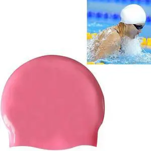 Glossy Seamless Pure Silicone High Elasticity Professional Swimming Cap Glossy Seamless (Pink) (Pink)