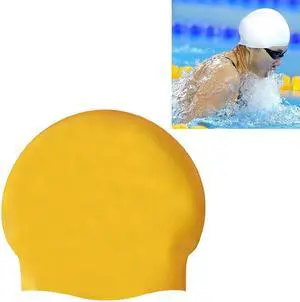 Glossy Seamless Pure Silicone High Elasticity Professional Swimming Cap Glossy Seamless (Yellow) (Yellow)