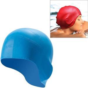 Silicone Ear Protection Waterproof Swimming Cap for Adults with Long Hair Long Hair Swimming Cap(Blue) (Blue) Black