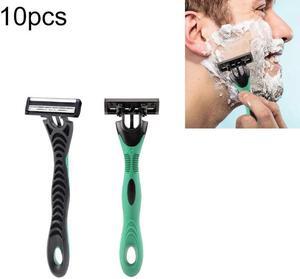 10 PCS  Three-layer Stainless Steel Sensor Head Design Comfortable Handle Disposable Manual Shaver